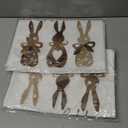 Carrots Rabbit Bunny Happy Easter Table Runner, 13 x 72 Inch, Spring Summer Seasonal Holiday Kitchen Dining Table Decoration for Indoor Outdoor Home Party Decor (Gray Rabbit), 2 Pack