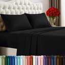 Utopia Bedding King Sheet Set  4 Piece Bed Sheets for King Size Bed, Soft and Breathable Microfiber, Includes 1 Fitted Sheet, 1 Flat Sheet and 2 Pillowcases (Black)