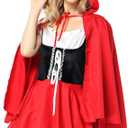 Women's Costume Hooded Red Cape for Cosplay, Stage Show, Halloween and Holiday Events Size L