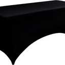 2-Pack 6ft Black Spandex Table Covers for Rectangle Standard Folding Tables - Wrinkle Resistant Stretch Tablecloths - Ultimate Fitted Table Protector for Parties, Trade Shows, Banquet