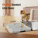 Large Cat Litter Box Step Mat, 16.5"x11.2" Cat Ramp Stairs, Cat Litter Catcher for Self-Cleaning Litter Box, Cats Pedal Step Stool Ideal for Kitten & Older Cats (Light Grey)