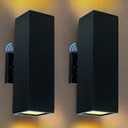 Up and Down Lights Outdoor Wall Light Dusk to Dawn, Exterior Light Fixture Wall Mount 2 Pack, Matte Black Front Porch Light, IP65 Outdoor Wall Sconce for Patio, Garage, Front Door - ETL Listed