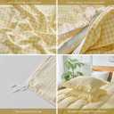 Gingham Duvet Cover King Size, 3 Pieces Soft Breathable Microfiber Plaid Comforter Cover with Zipper Closure & 2 Pillow Shams, Ruffle Farmhouse Vintage Decor, Yellow