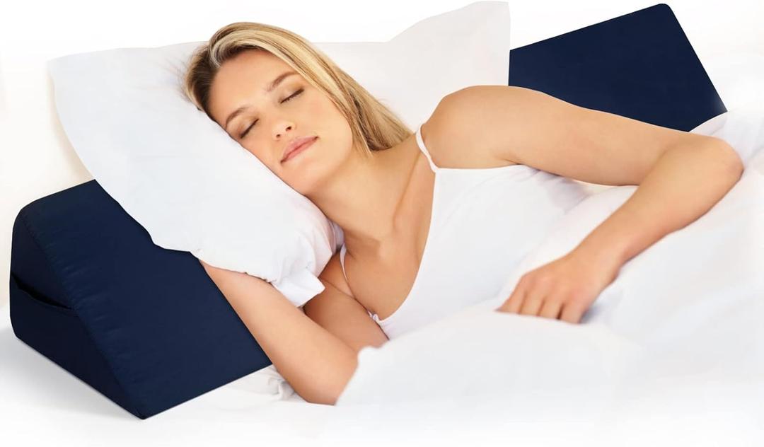 Wedge Pillow Headboard Bed Gap Filler Crack Pillow Mattress Gap Filler Wedge (Navy, King Pillow)