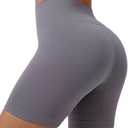 BYAWAY Women's Workout Shorts High Waisted Tummy Control Scrunch Butt Lifting Yoga Gym Fitted Ribbed Seamless Design, M,Gray 