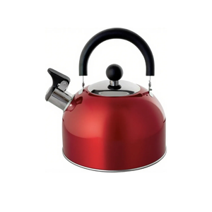 Lily's Home 2 Quart Stainless Steel Whistling Tea Kettle, the Perfect Stovetop Tea and Water Boilers for Your Home, Dorm, Condo or Apartment. Red