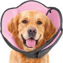 Dog Cone Collar After Surgery,Adjustable Soft Dog Recovery Collar to Stop Licking Wounds,Comfortable Light-Weight Elizabethan Collar for Dogs Anti-Bite Lick Protective Wound,Pink,L