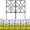 AMAGABELI GARDEN & HOME 10 Panels 24in(H)10ft(L) Decorative Garden Fences and Borders for Dogs No Dig Metal Fence Panel Garden Edging Border for Animal Barrier Fencing for Flower Beds Yard Patio