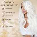 White Wig for Women, Long White Wavy Wig Middle Part 26 Inch Heat Resistant Synthetic Wigs for Daily Party Use