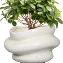 Ceramic Plant Pots Bonsai 10.6 Inch - Flower Pots for Indoor Plants, Large Plant Pots with Drainage Hole, Decorative Planter Outdoor Flower Pot for Office, Gift for Men Women, White, 10.6 x 7.5 Inch