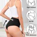 LEVAO High-Waist Thong Shapewear for Women Moderate Tummy Control Seamless Brazilian Panties, No Show, Postpartum Underwear, 4-Pack (XL)