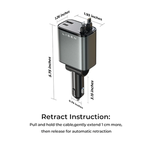 LISEN Retractable Car Charger, Gifts for Him Her, Cars Adapter USB C Fast Charger, Car Accessories Gadgets for Men Women Travel Essentials Gifts for iPhone 17 16 15 14 13 12 Pro Max, Samsung S26 S25