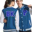 5PCS 4.5" Varsity Letter Patches Blue Chenille Iron On Letters Patch for Backpacks Embroidered Applique Jacket Hoodie Bags Graduation Birthday Party F