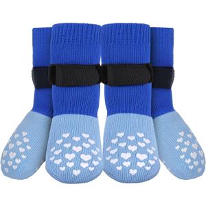Non-Slip Dog Socks Prevent Licking Paws,Grippy Socks for Senior Dog Walk on Hardwood Floor,Paw Protectors,Blue 2 Pairs,XL