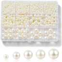 1200 Pcs Pearl Beads for Jewelry Making, 5 Size Round Pearls for Bracelets Making Kit Small Pearl Filler Beads with Hole for DIY Craft Necklace Earrings