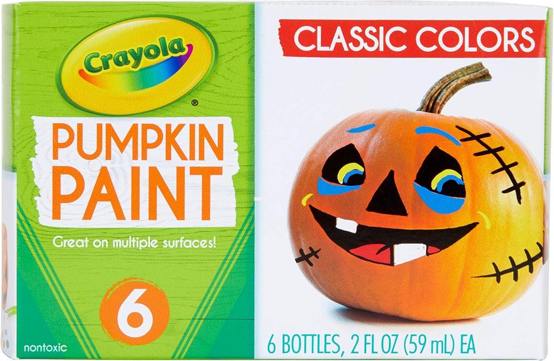 Crayola Pumpkin Paint Kit, Acrylic Paints in Classic Colors, Halloween Decorations, 6Count