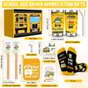 9 Pcs School Bus Driver Appreciation Gifts for Men Women, Back to School Gift with 20 Oz Tumbler Socks Bus Driver Pot Holder 2 Silicone Spatula Acrylic Heart Decor, Thank You Gifts for Bus Driver