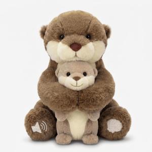 Breathing Stuffed Animal, Detachable Mother and Baby Otter Plush, Pure Belly Motion with Volume Control, Washable Sleeping Otter Plush Breathing for Adults and Kids Anxiety Relief