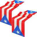 Kingdder 2 Pcs Puerto Rico Table Runner for Puerto Rican Party Decorations 13 x 72 Inch Linen Tablecloth for 12th of June National Day Country Decoration Kitchen Dining Room Home Dinner