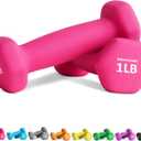 Balelinko Rubber Grip Encased Dumbbell Cast Iron Weight with Anti-Slip Handle Dumbbell -Strength Training Equipment - Home Gym Accessories - Full Body Workout - Muscle Building, 1LB Pair