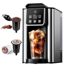 Hot Iced Coffee Maker with Bold Setting, Single Serve Coffee Maker for K Cup and Grounds, 6-14 oz Brew Sizes, 50 oz Removable Water Tank, One Cup Coffee Machine, Black 