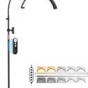 Half Moon Light for Lash Tech, Flexible Lash Lamp with Phone Holder for Eyelash Nail Art Tattoos Skincare, LED Floor Lamp Esthetician Light with 5 Color Temperatures & Brightness Setting (Black)