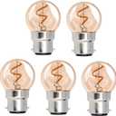 2W B22 G40 LED Filament Light Bulb Dimmable Mini Led Bulb 120V 20W Equivalent LED Edison Light Bulb 2200K Warm White Decorative Lights Bulb Amber Glass Outdoor Lighting for Bar Home,5-Pack