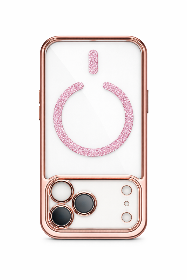 Magnetic for iPhone 17 Pro Max Case with Glitter Integrated Lens Protection, [Compatible with Magsafe] Cute Women Girly Phone Case for iPhone 17 Pro Max Pink