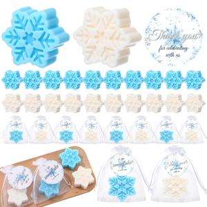 90 Pcs Snowflake Baby Shower Soap Favors for Guests Winter Baby Shower Favors Handmade Scented Soap Bars with a Little Snowflake Is on The Way Card for Gender Reveal Return Gifts