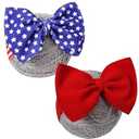 4th of July Baby Girl Outfits Bows,Large Double Headbands for Newborn,Toddler,Baby (Blue &red stripe star)