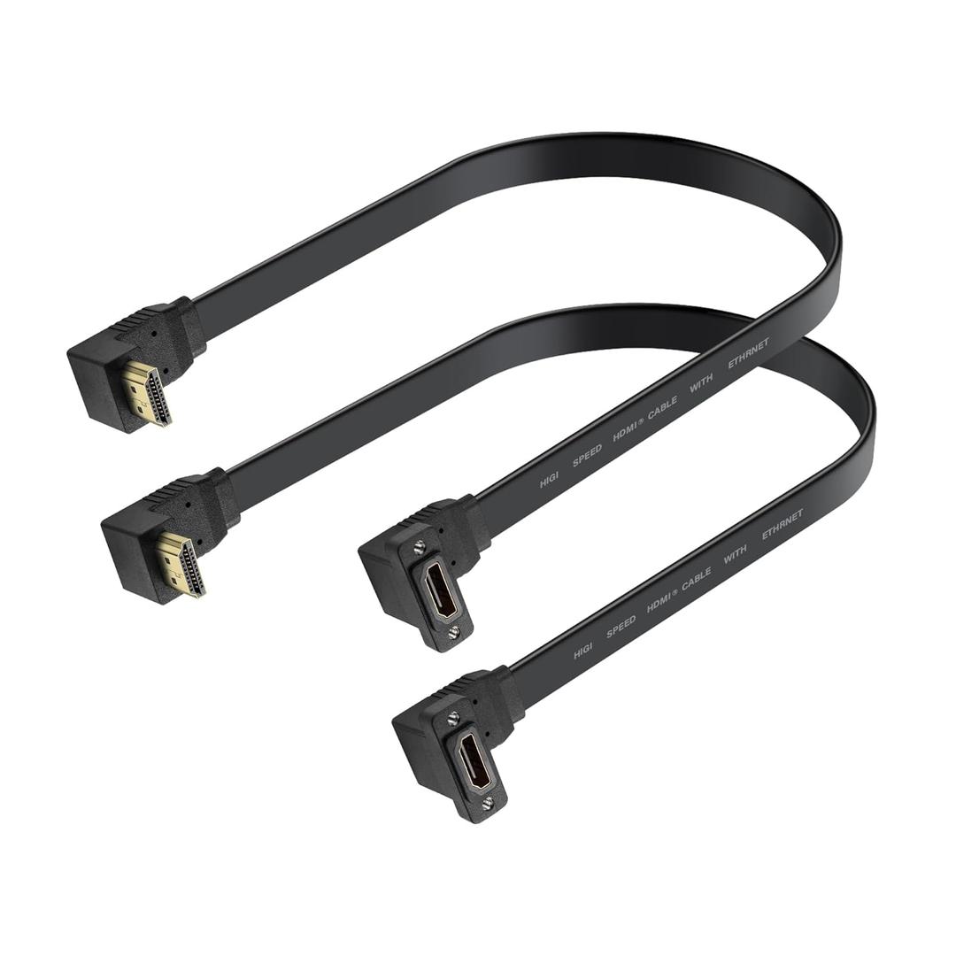 GINTOOYUN HDMI Extension Cable 4K 60Hz HDMI Extender Cord High Speed 90-Degree Angle HDMI Male to Female Extension Wire (M/F)