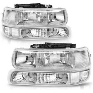AUTOSAVER88 Headlight Assembly Compatible with 1999-2002 Chevy Silverado 1500 2500/2001-2002 Silverado 1500HD 2500HD 3500/2000-2006 Tahoe Suburban 1500 2500 Headlamp with Bumper Lights Clear Reflector