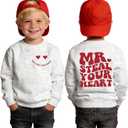 Valentines Sweatshirt Toddler Baby Boy MR. STEAL YOUR HEART Shirt Long Sleeve Crewneck Pullover Top Spring Clothes (2-3T, Grey)