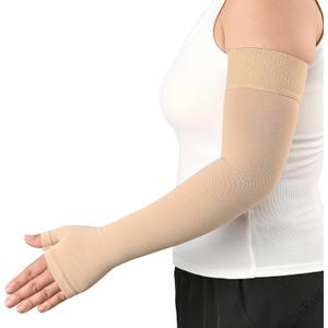 KEKING Lymphedema Medical Compression Arm Sleeve with Gauntlet, 15-20 mmHg Graduated Compression Full Arm Support for Women Men (Single), Long Pressure Arm Hand Brace for Arthritis, Bursitis, Edema (XX-Large)