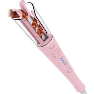 Auto Hair Curler, Automatic Curling Iron 1 Inch Barrel, Rotating Curling Wand with Fast Heating and Anti-Tangle for Hair Styling for Long Hair, Pink