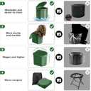 Portable Camping Toilet, Folding Toilet for Adults with Lid and Retractable Toilet Paper Holder, Waterproof Porta Potty with Carry Bag and Disposible Liners for Hiking, RV Travel, Road Trips, Green