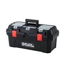 Plastic Toolbox for Tools and Accessories, with Secure Latches, Reinforced Handle, and Sturdy Metal Hinges, Black