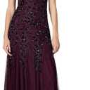 Adrianna Papell Women's Beaded Gown with Godets, Night Plum, 18
