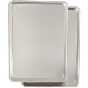 Commercial Quality Baking Sheet Pan Set, Natural Aluminum Cookie Sheet, Umite Chef Warp Resistant Baker's Half Sheet Pan, Large Thick Cookie Tray Pans for Baking, Roasting(2 Pack, 18X13In)