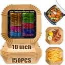 Air Fryer Liners 10 Inch, Square Airfryer Liners Large Air Fryer Parchment Paper Liners, Non-stick Air Fryer Disposable Paper Liners Oil Resistant, Waterproof for Baking Roasting, 150PCS