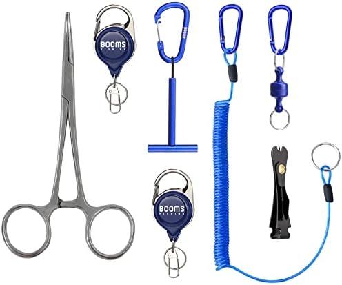 Booms Fishing FF3 7 PCS Fly Fishing Tools Kit, Fishing Knot Tool and Line Clipper Retractor, Magnetic Net Release with Lanyard, Fly Fishing Tippet Spool Holder, Hook Remover Forceps
