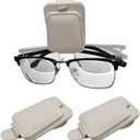 JYMAOYI 2 Pack Leather Car Sunglass Holder, Magnetic Leather Glasses Eyeglass Hanger Clip for Car, Sunglass Clip Glasses Holder for Car Visor-Beige