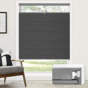 LazBlinds No Drill Cordless Cellular Shades, 26" W x 64" H, Black
Top Down Bottom Up (TDBU) Honeycomb Shades for Home, Blackout Light Blocking Thermal Insulation Blinds for Windows