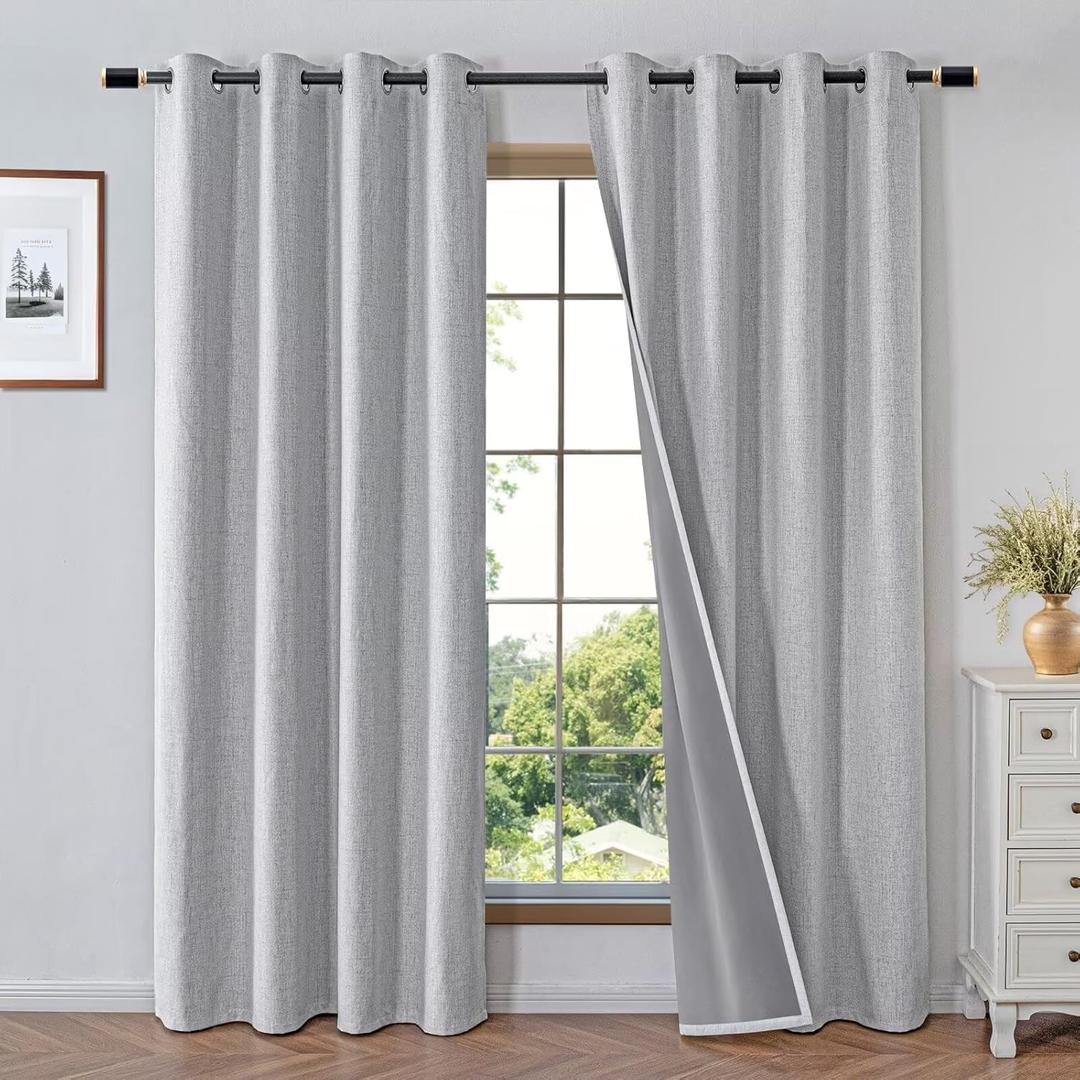 Blackout Curtains 90 Inch Length 2 Panels Set, Thermal Curtains for Living Room, Light Blocking Drapes Thermal Insulated Bedroom Grommet Privacy Protection (W52 x L90,Off-White)