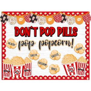 64 Pcs Red Ribbon Week Bulletin Board Anti Drug Awareness Bulletin Board Classroom Decoration Say No to Drugs for School Classroom Charity Event Party Supplies Chalkboard Wall Decor