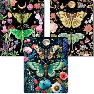 OFRKE Diamond Painting Kits for Adults,3 Pack Butterfly Moth Diamond Art for Beginners, Diamond Round 5D Full Drill Paint with Diamonds Pictures Gem Art Painting Kits DIY Crafts Kits 12x16inch