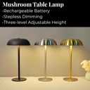 Portable Mushroom Table Lamp with 5200mAh Battery, 11'' Cordless LED Night Light with Stepless Dimming, 3 Color Modes & Adjustable Height for Bedroom/Patio/Bar Decor/Coffee Shop Ambiance (Silver-tall)