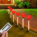 YUNVI 6 Pack Valentine's Day Pathway Lights,8 Modes LEDs Red Heart Stake Light with Timer Valentine Walkway String Lights Markers for Outdoor Backyard Patio Lawn Garden Party Decoration