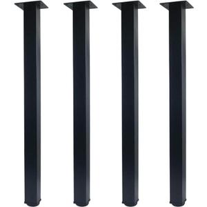 QLLY 27.5 inch / 70cm Adjustable Metal Desk Legs, Square Office Table Furniture Leg, Set of 4 (27.5 inch, Black)