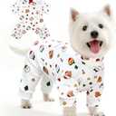 BAEJMJK Cute Christmas Dog Pajamas Stretchy Xmas Boy Girl Dog Clothes with D-Ring Holiday Pet Puppy Outfit Comfortable Warm Dogs Jumpsuit for Small Dogs Cats(White, Medium)